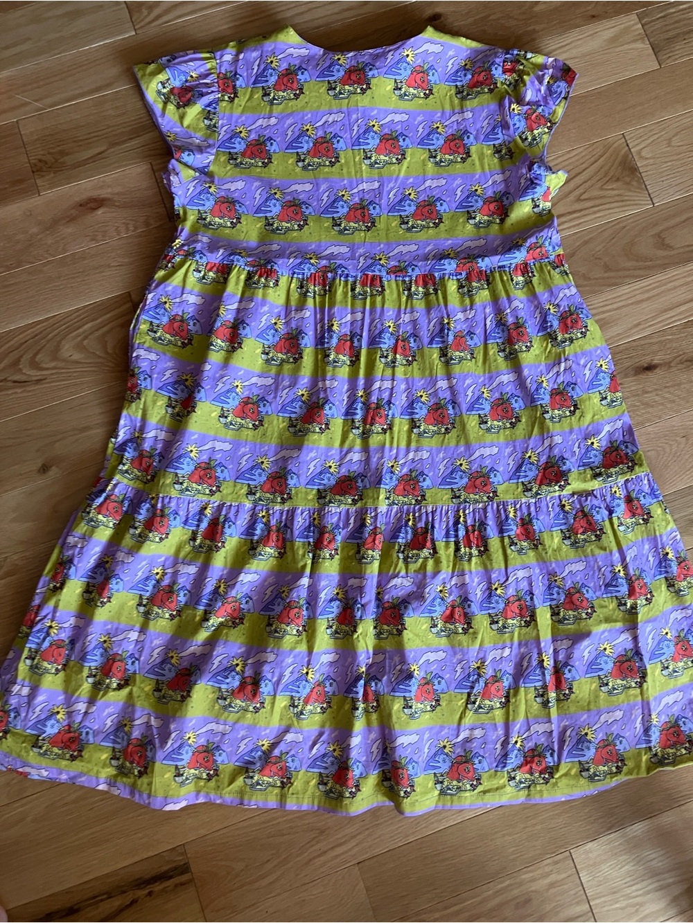 Nooworks Lavender and Olive Green Striped Floral Casual Dress - Picture 5 of 10
